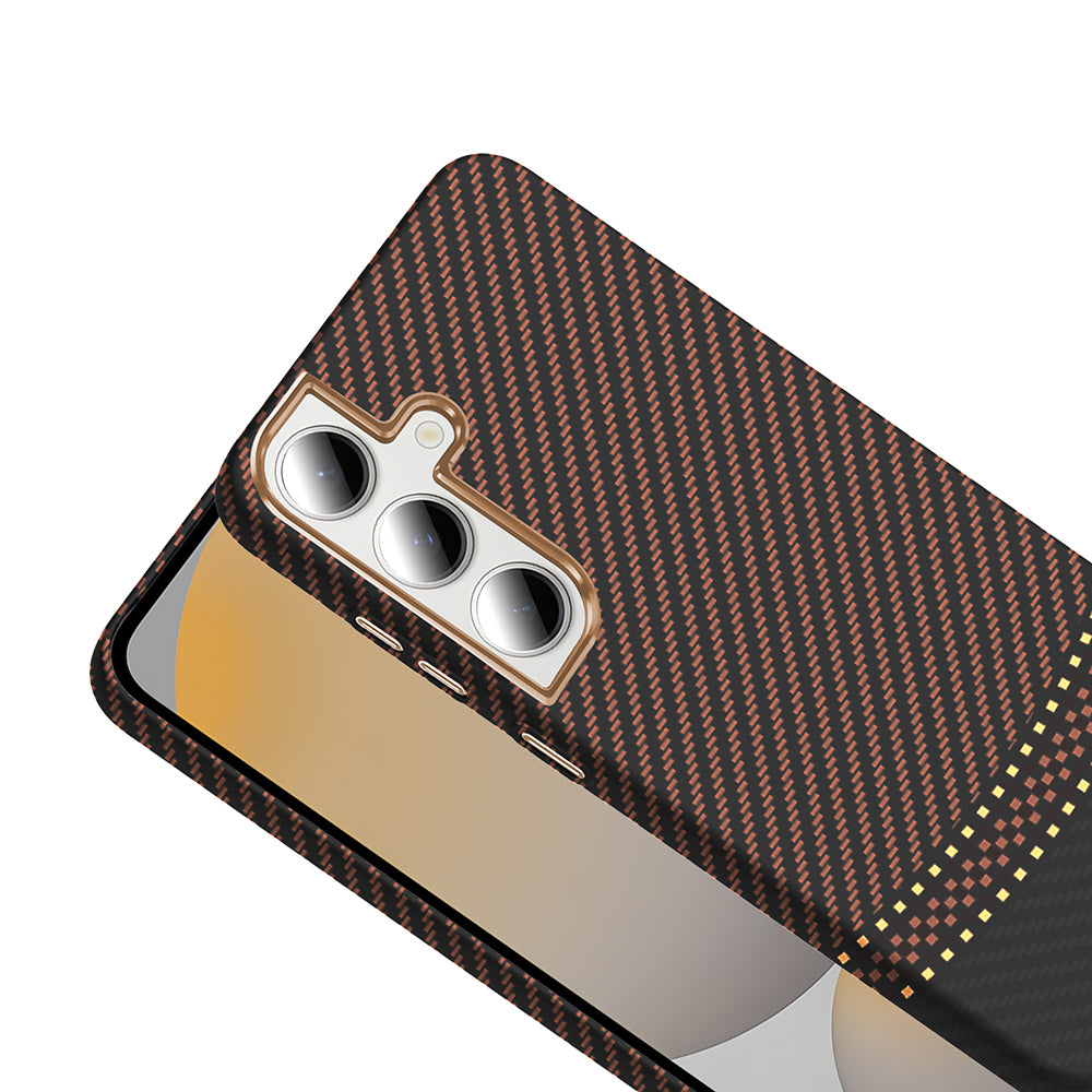 Galaxy S24 FE Kılıf M-safe Şarj Özellikli Karbon Fiber Görünümlü Zore Gros Kapak Siyah-Lacivert