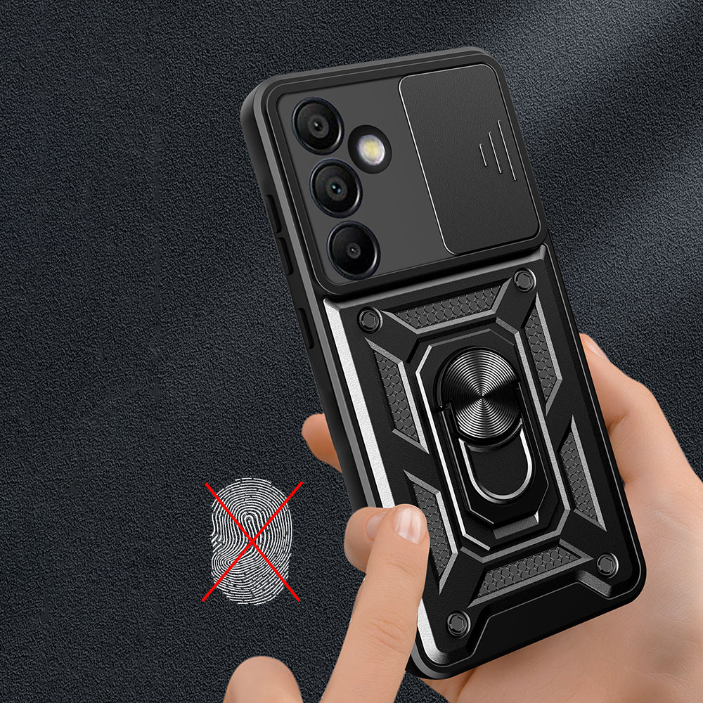 Galaxy S24 FE Kılıf Magnetik Standlı Kamera Korumalı Zore Sürgülü Vega Kapak Siyah