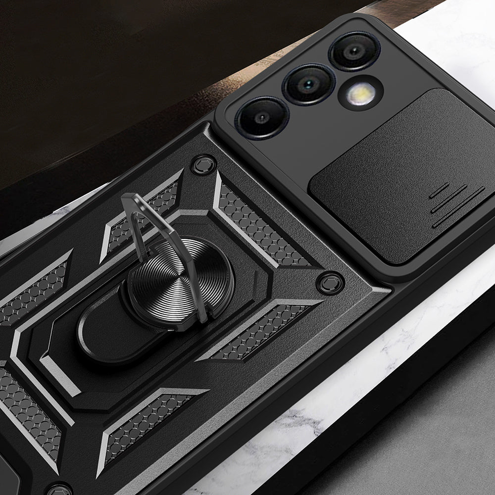 Galaxy S24 FE Kılıf Magnetik Standlı Kamera Korumalı Zore Sürgülü Vega Kapak Siyah