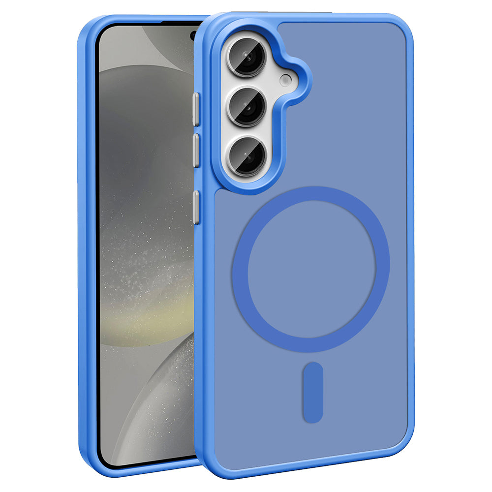 Galaxy S24 FE Kılıf M-safe Şarj Özellikli Mat Arka Yüzey Zore Sio Kapak Mavi