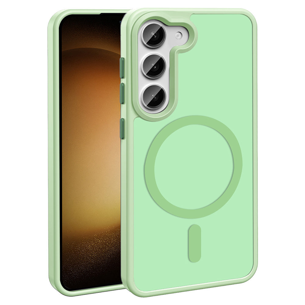 Galaxy S24 FE Kılıf M-safe Şarj Özellikli Mat Arka Yüzey Zore Sio Kapak Açık Yeşil