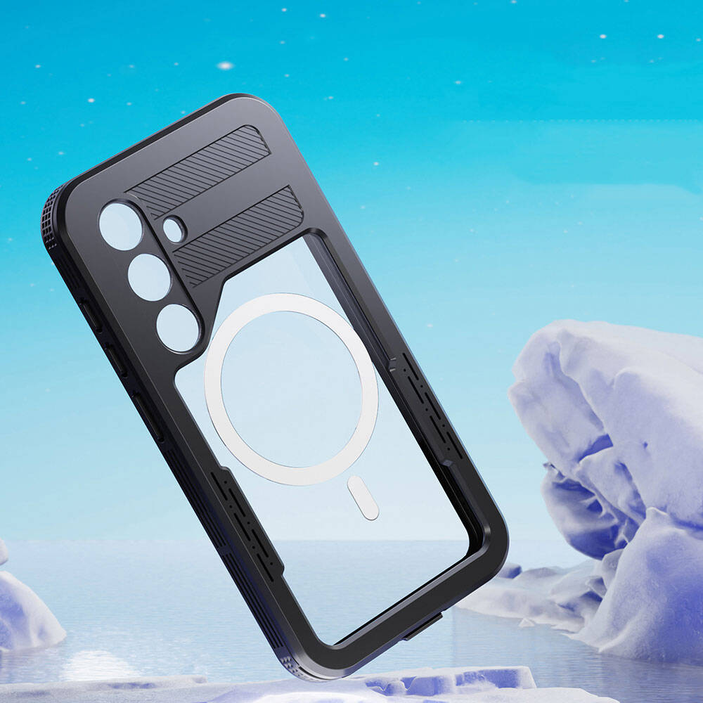 Galaxy S24 Kılıf M-safe Şarj Özellikli 1-1 Su Geçirmez Kılıf Siyah