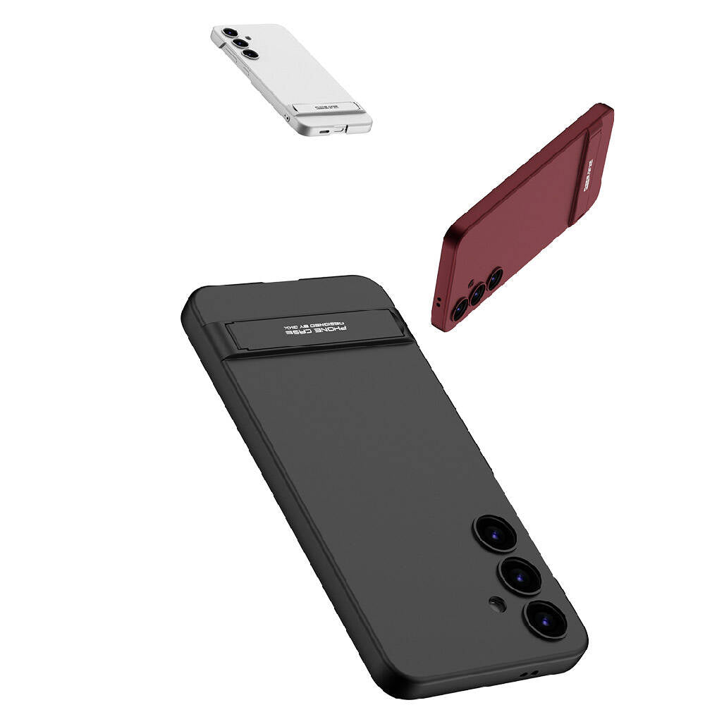Galaxy S24 Kılıf Zore Kamera Korumalı Dikey Standlı Ays Kapak Gümüş