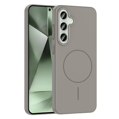 Galaxy S24 Plus Kılıf M-safe Şarj Özellikli Zore Ruby Sert Kapak Desert Titanyum