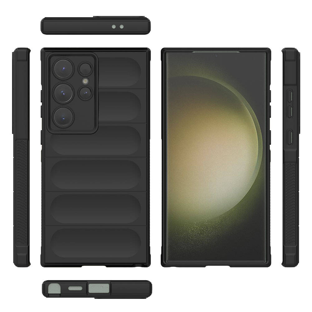 Galaxy S24 Ultra Kılıf Esnek TPU Oyuklu Arka Yüzey Tasarımlı Zore Etnik Silikon Kapak Siyah
