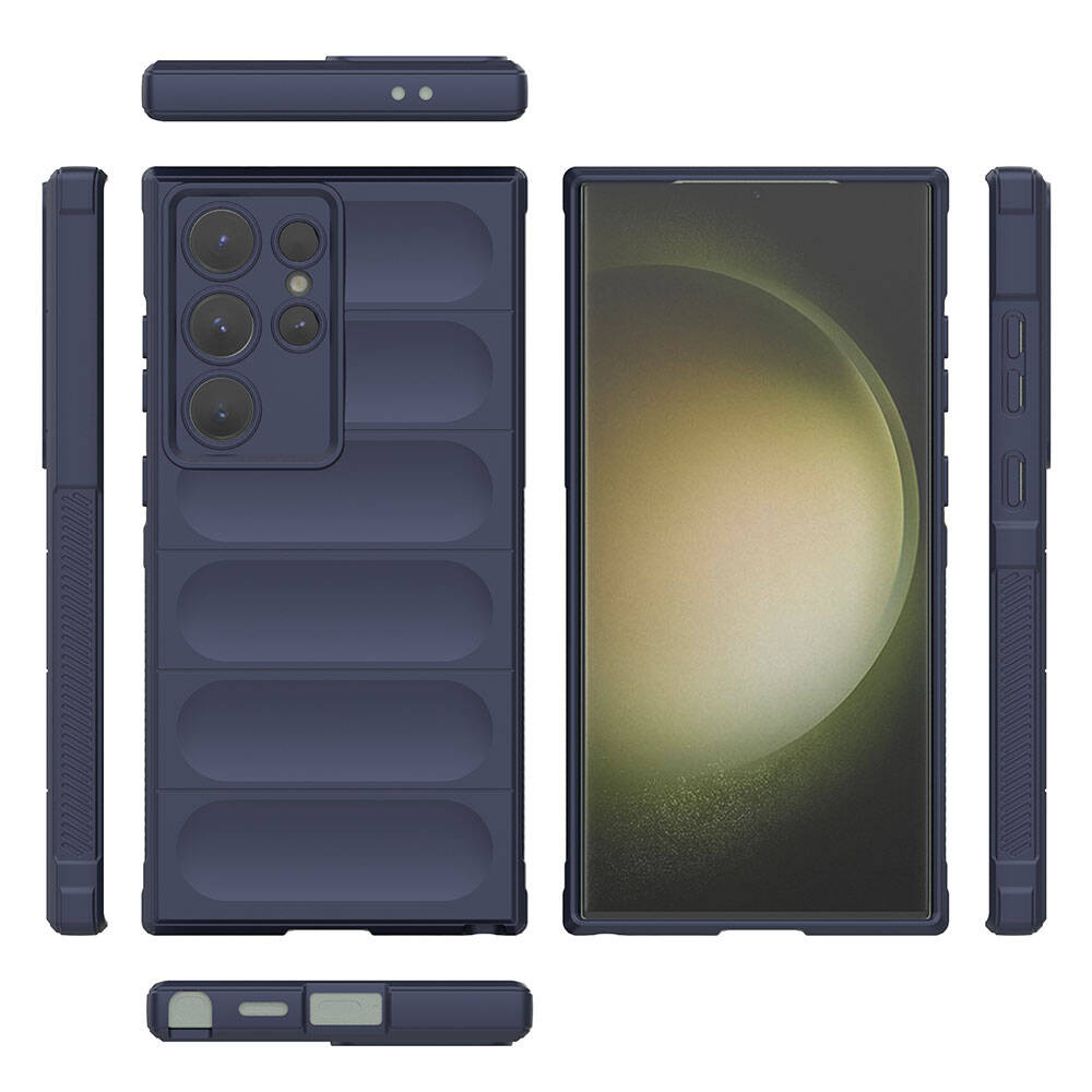 Galaxy S24 Ultra Kılıf Esnek TPU Oyuklu Arka Yüzey Tasarımlı Zore Etnik Silikon Kapak Lacivert