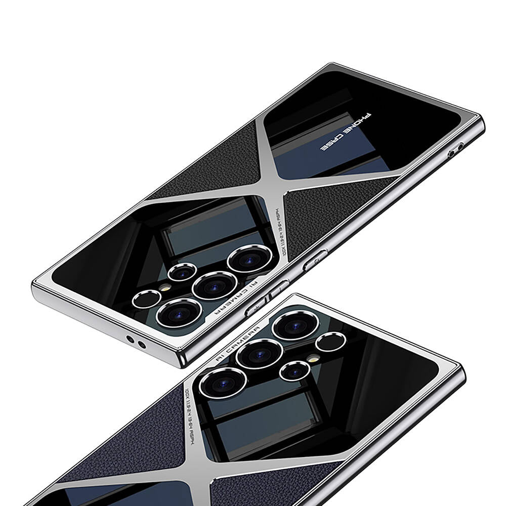 Galaxy S24 Ultra Kılıf Ultra İnce Kamera Korumalı PC + Deri Arka Yüzey Zore X-Pro Kapak Siyah