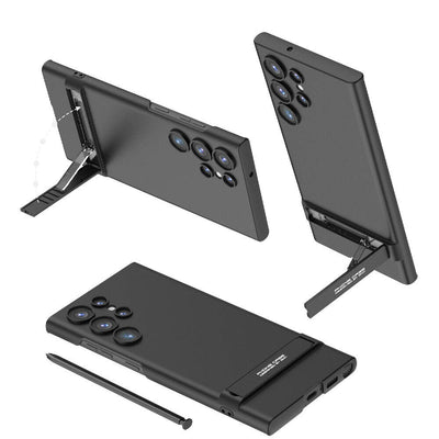 Galaxy S24 Ultra Kılıf Zore Kamera Korumalı Dikey Standlı Ays Kapak Gümüş
