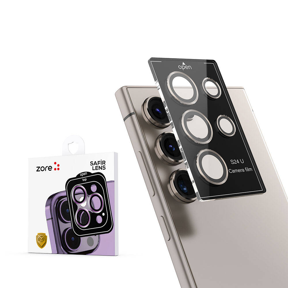 Galaxy S24 Ultra Zore Kamera Lens Koruyucu Cam Filmi Gümüş