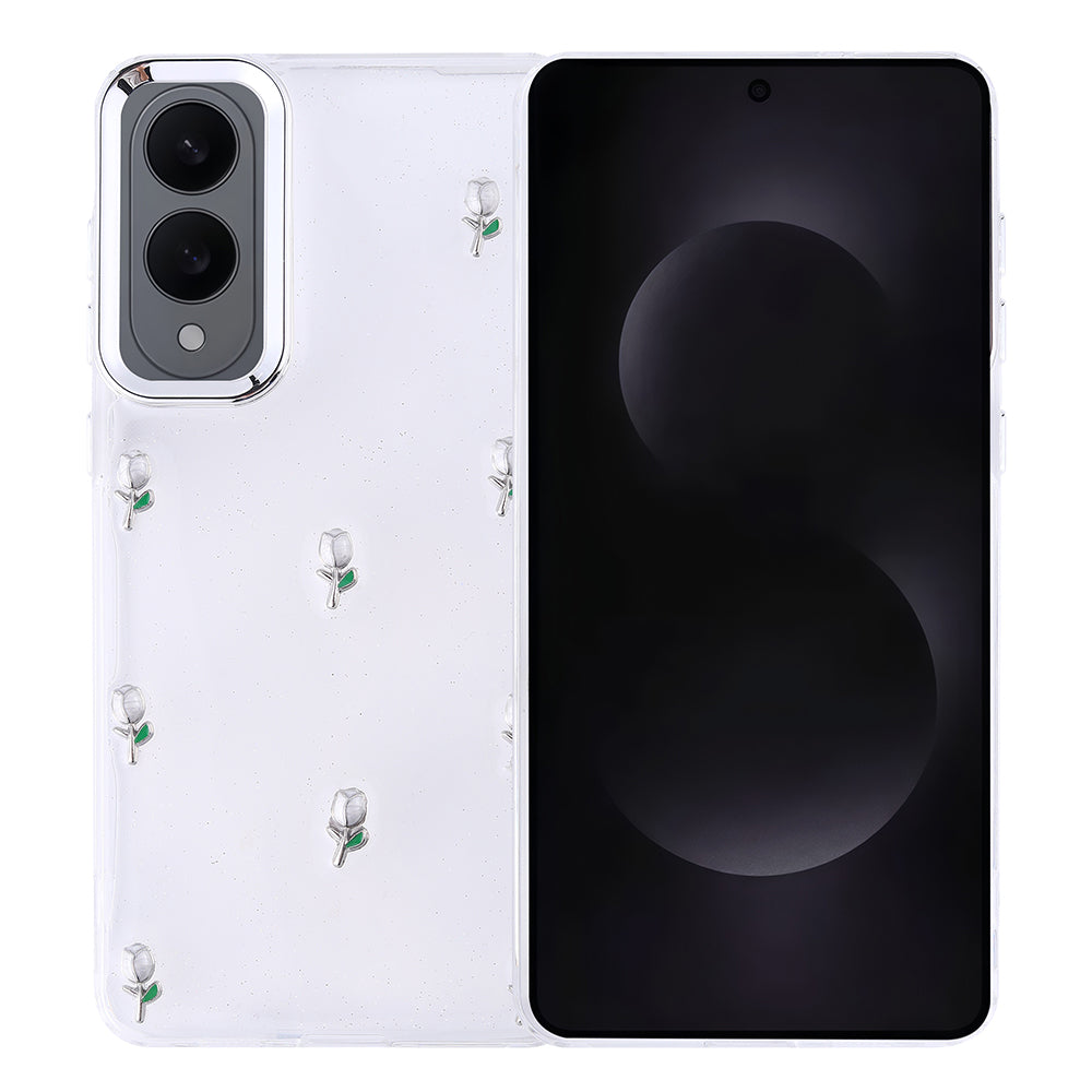 Galaxy S25 Edge Kılıf Airbag Tasarımlı Simli Şeffaf Zore Kutup Kapak Lale