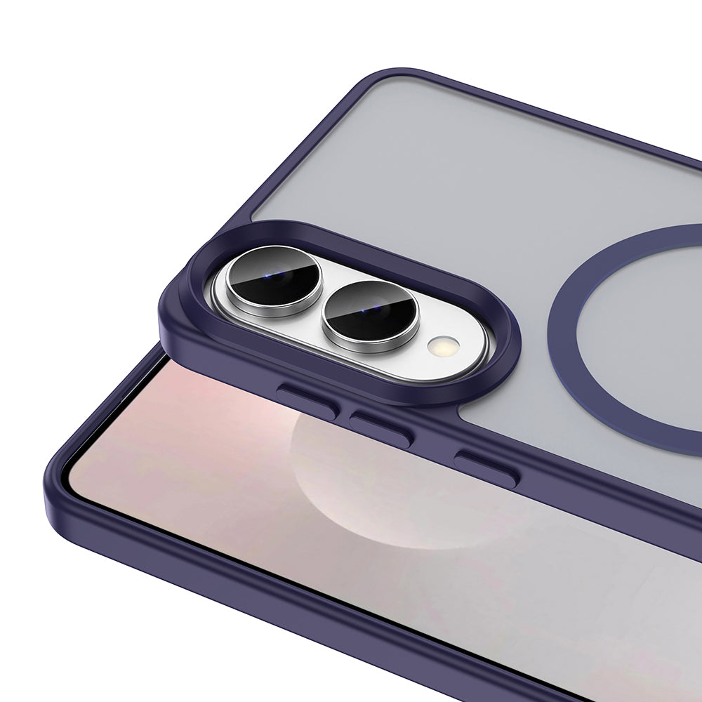 Galaxy S25 Edge Kılıf M-safe Şarj Özellikli Mat Arka Yüzey Zore Sio Kapak Lacivert