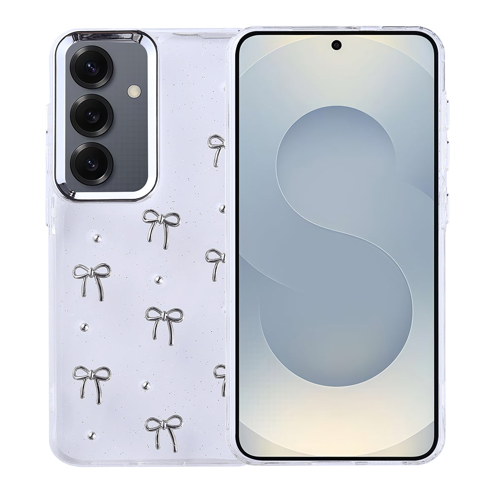 Galaxy S25 Kılıf Airbag Tasarımlı Simli Şeffaf Zore Kutup Kapak Fiyonk