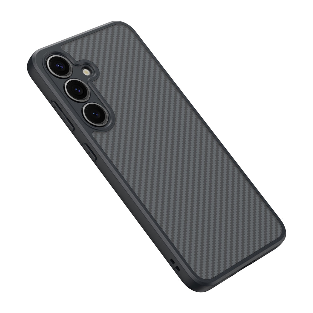 Galaxy S25 Kılıf M-safe Şarj Özellikli Karbon Fiber Tasarımlı Zore Elnino Kapak Siyah