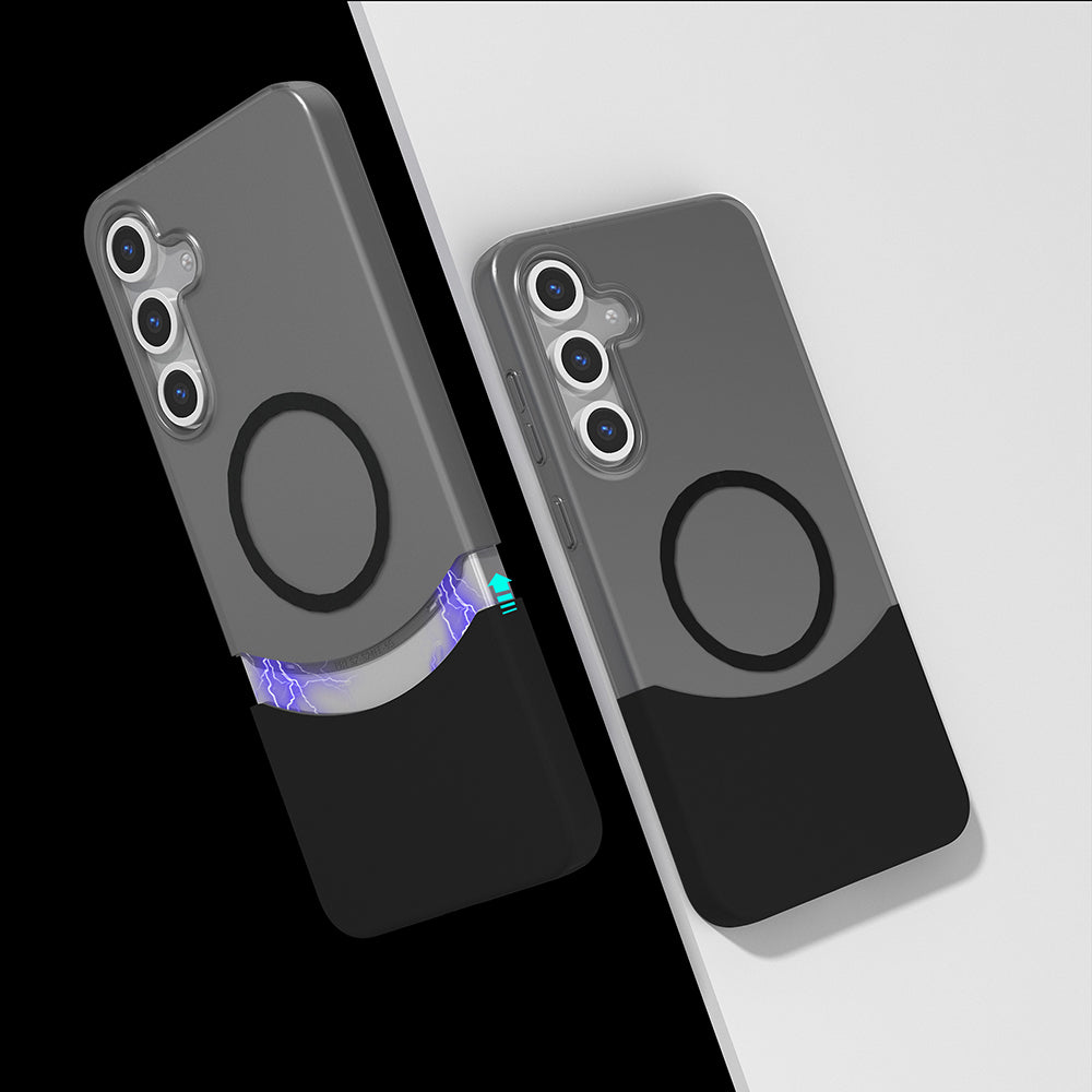 Galaxy S25 Plus Kılıf M-Safe Şarj Özellikli Mıknatıslı Zore Duble Kapak Lacivert