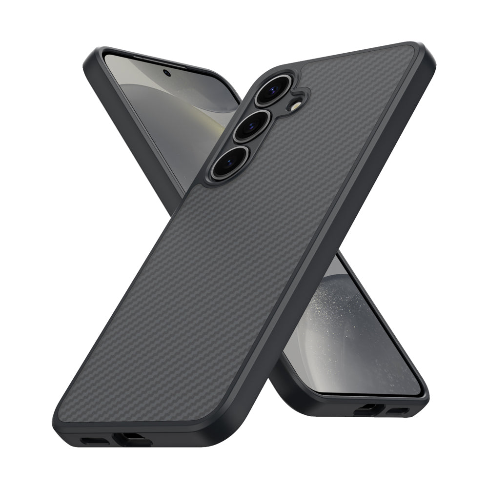 Galaxy S25 Plus Kılıf M-safe Şarj Özellikli Karbon Fiber Tasarımlı Zore Elnino Kapak Siyah