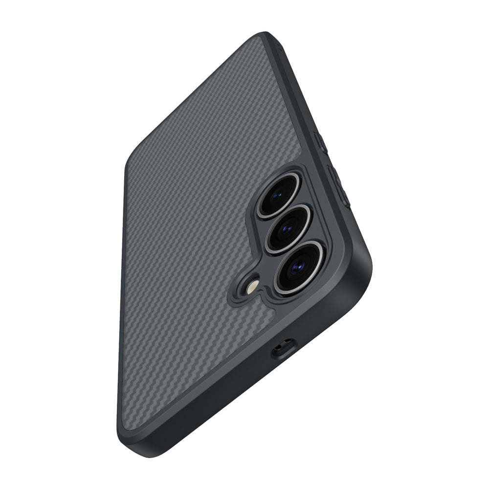 Galaxy S25 Plus Kılıf M-safe Şarj Özellikli Karbon Fiber Tasarımlı Zore Elnino Kapak Siyah