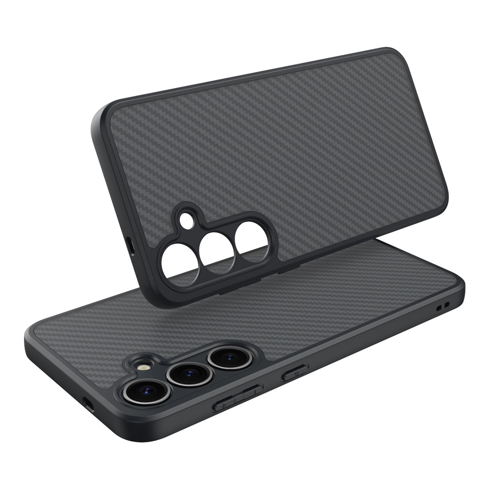 Galaxy S25 Plus Kılıf M-safe Şarj Özellikli Karbon Fiber Tasarımlı Zore Elnino Kapak Siyah