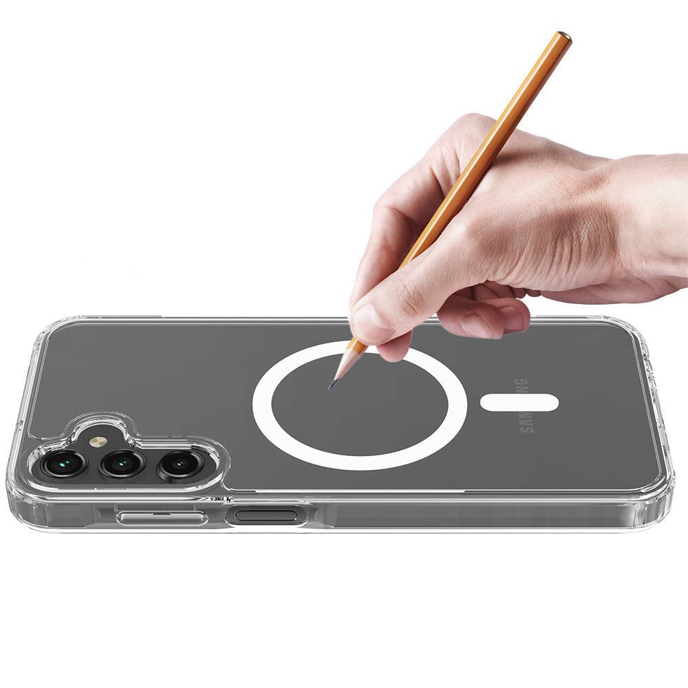 Galaxy S25 Plus Kılıf M-safe Şarj Özellikli Şeffaf Sert PC Zore Embos Kapak Şeffaf