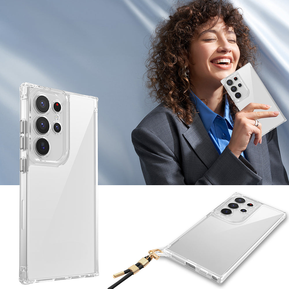 Galaxy S25 Ultra Kılıf Airbagli Takılabilir Askı Aparatlı Zore Snap Silikon Kapak Şeffaf