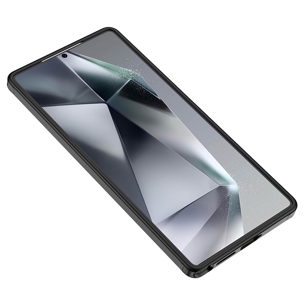 Galaxy S25 Ultra Kılıf Kamera Korumalı Şeffaf Arka Yüzey Zore New Roll Kapak Siyah