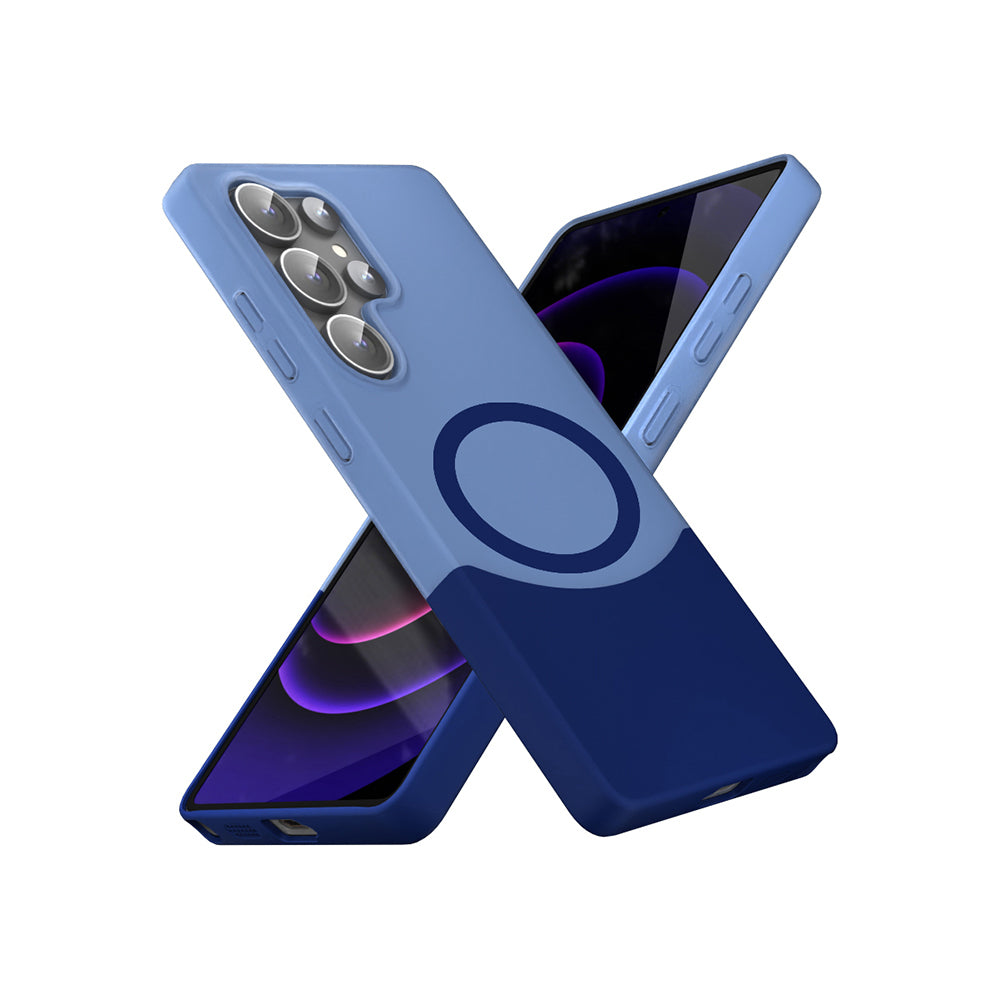 Galaxy S25 Ultra Kılıf M-Safe Şarj Özellikli Mıknatıslı Zore Duble Kapak Lacivert