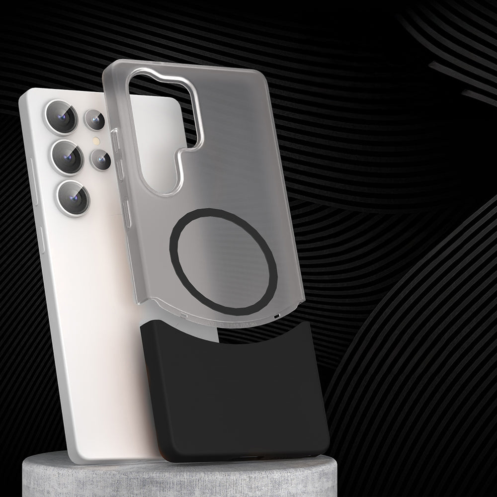 Galaxy S25 Ultra Kılıf M-Safe Şarj Özellikli Mıknatıslı Zore Duble Kapak Lacivert