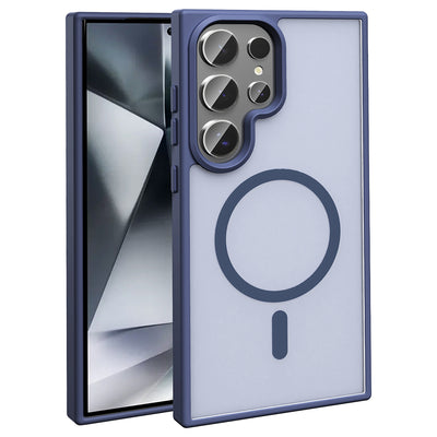 Galaxy S25 Ultra Kılıf M-safe Şarj Özellikli Mat Arka Yüzey Zore Sio Kapak Derin Mor