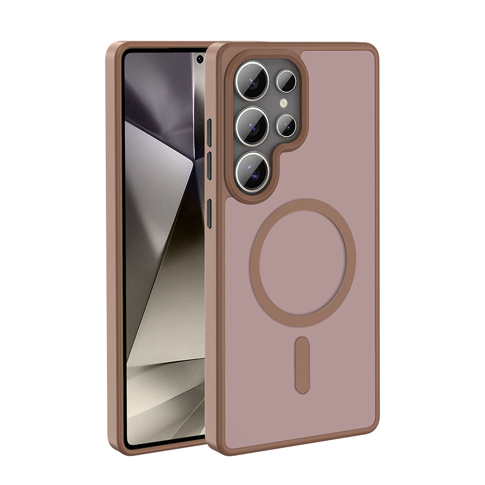 Galaxy S25 Ultra Kılıf M-safe Şarj Özellikli Mat Arka Yüzey Zore Sio Kapak Bej