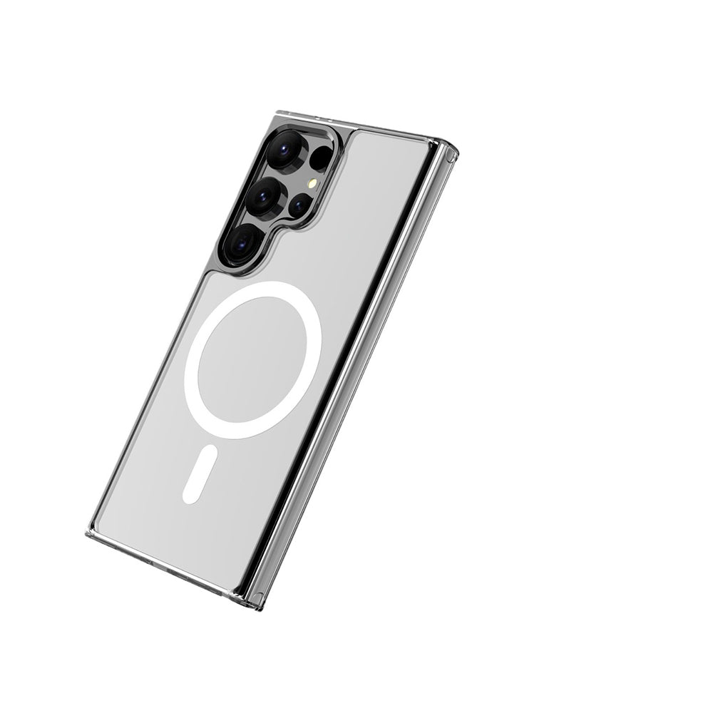 Galaxy S25 Ultra Kılıf M-safe Şarj Özellikli Şeffaf Sert PC Zore Embos Kapak Şeffaf