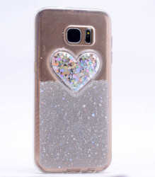 Galaxy S6 Edge Kılıf Zore Kalpli Silikon Gri