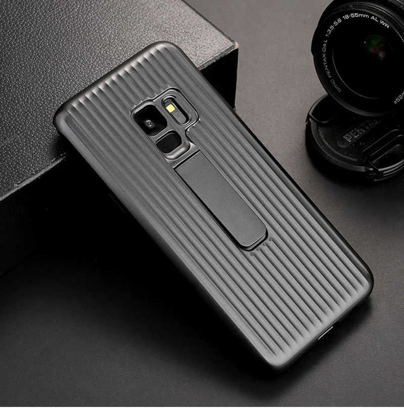 Galaxy S9 Plus Kılıf Zore Wave Standlı Mıknatıslı Kapak Siyah