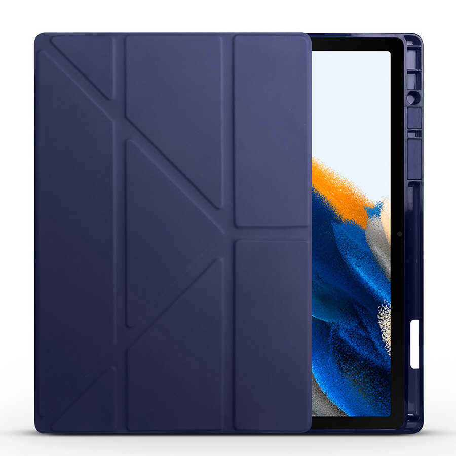 Galaxy Tab A8 10.5 SM-X200 (2021) Kılıf Zore Tri Folding Kalem Bölmeli Standlı Kılıf Kırmızı