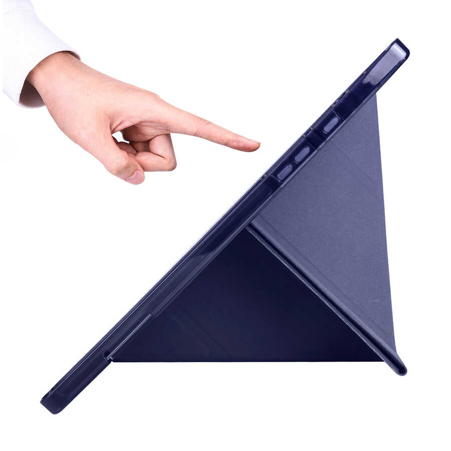 Galaxy Tab A8 10.5 SM-X200 (2021) Kılıf Zore Tri Folding Kalem Bölmeli Standlı Kılıf Siyah