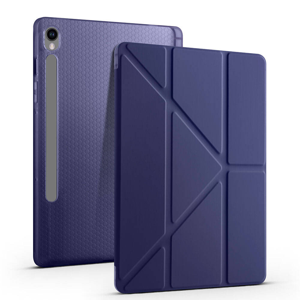 Galaxy Tab S10 FE Kılıf Zore Tri Folding Kalem Bölmeli Standlı Kılıf Lila