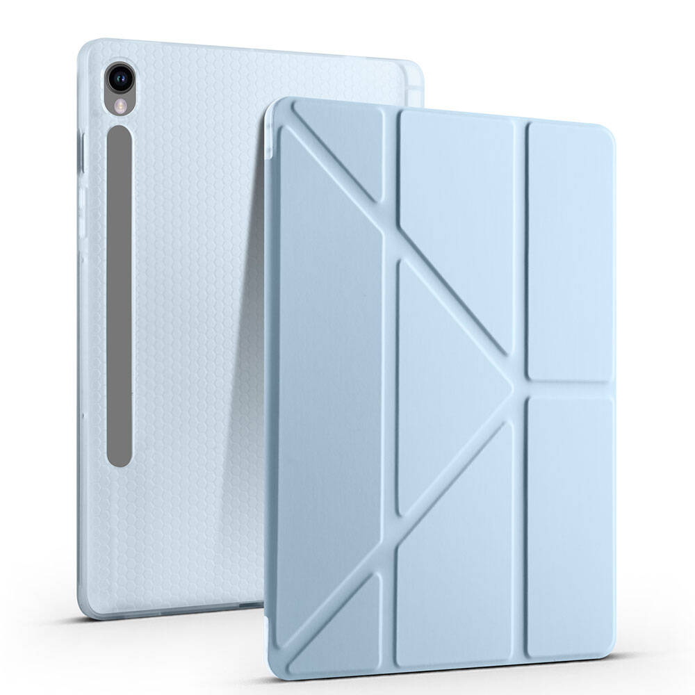 Galaxy Tab S10 FE Kılıf Zore Tri Folding Kalem Bölmeli Standlı Kılıf Lila