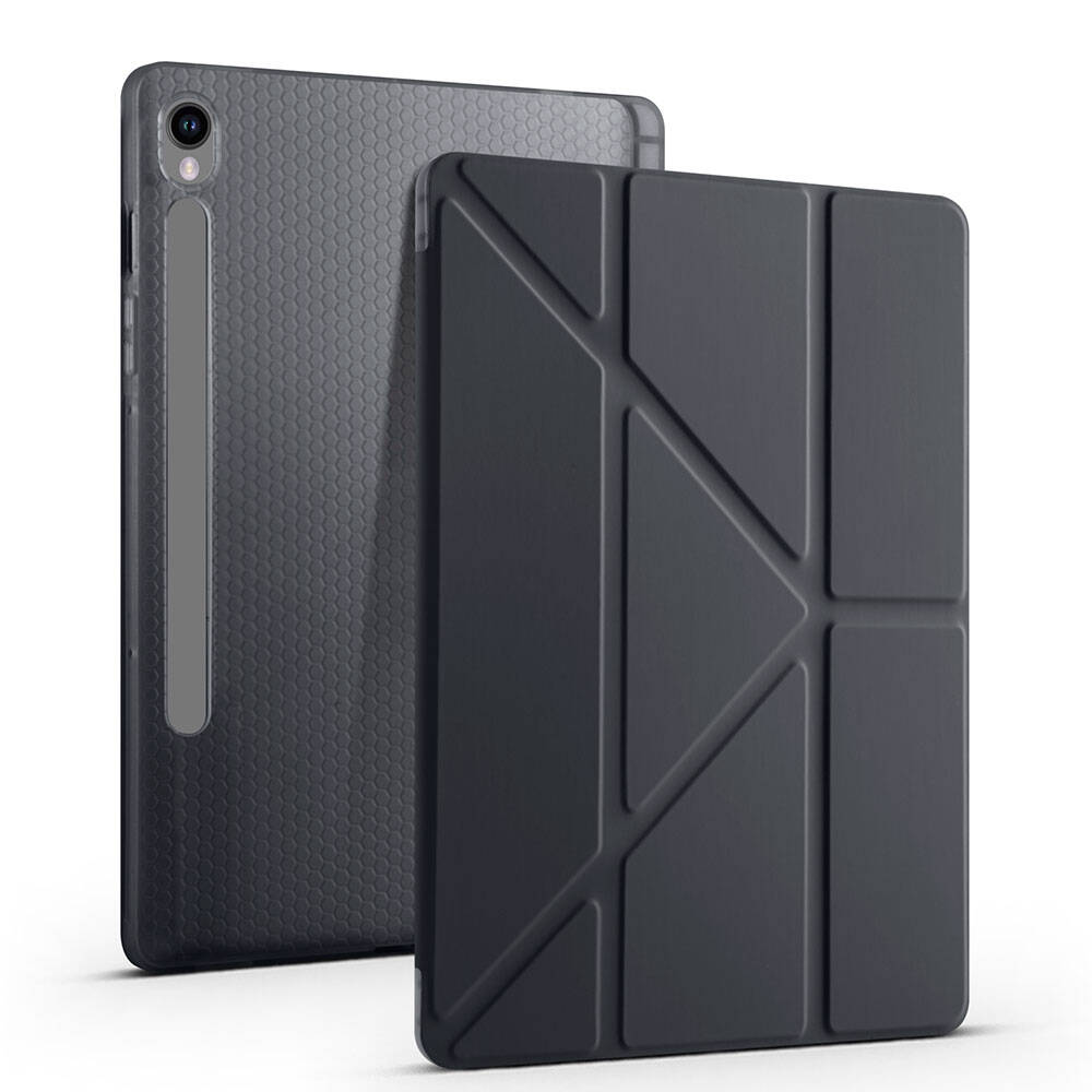 Galaxy Tab S10 FE Kılıf Zore Tri Folding Kalem Bölmeli Standlı Kılıf Lila