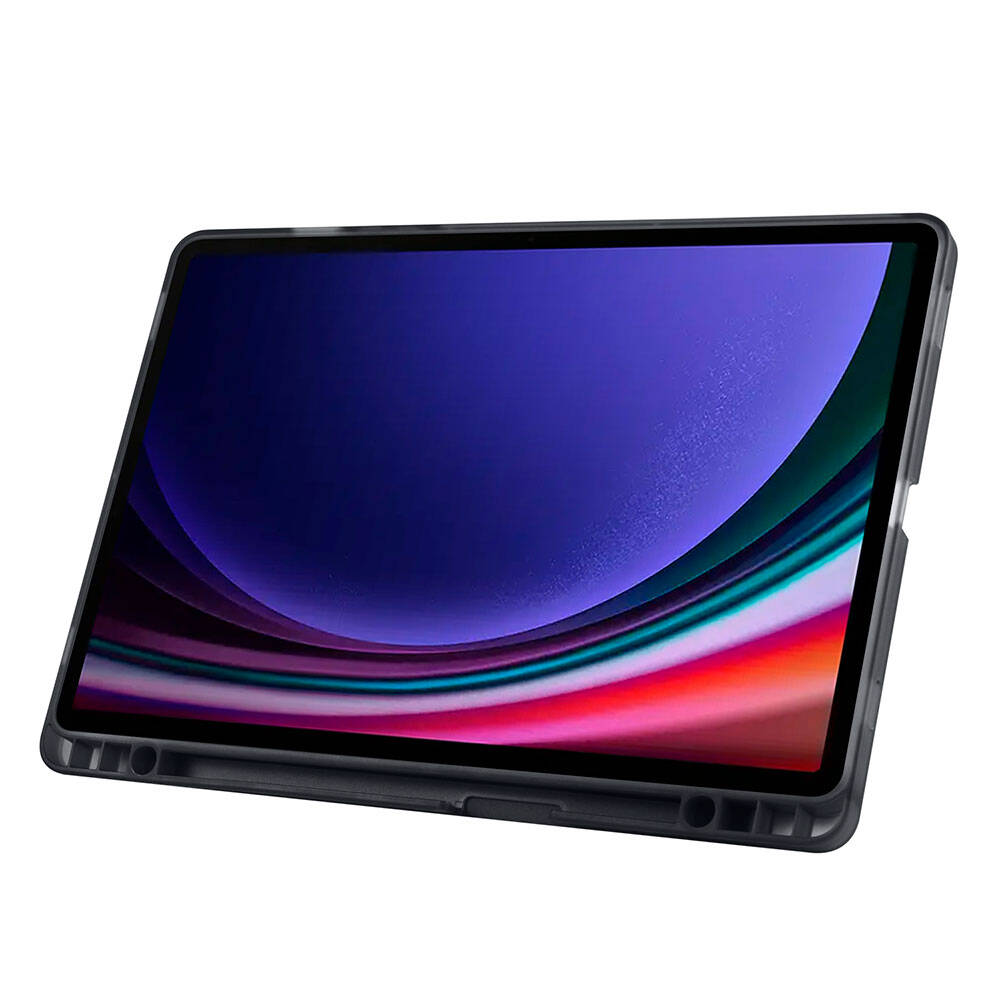 Galaxy Tab S10 FE Kılıf Zore Tri Folding Kalem Bölmeli Standlı Kılıf Gri