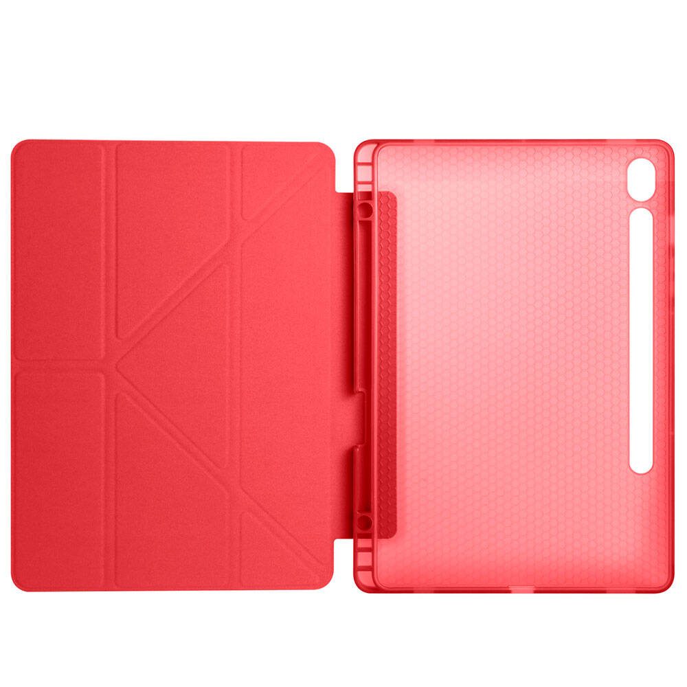 Galaxy Tab S10 FE Kılıf Zore Tri Folding Kalem Bölmeli Standlı Kılıf Lila