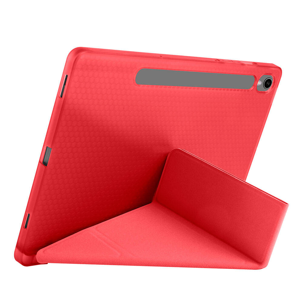 Galaxy Tab S10 FE Kılıf Zore Tri Folding Kalem Bölmeli Standlı Kılıf Lila