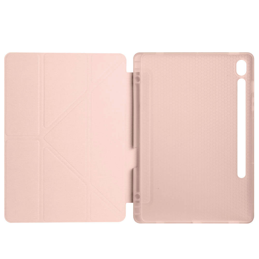 Galaxy Tab S10 FE Kılıf Zore Tri Folding Kalem Bölmeli Standlı Kılıf Lila
