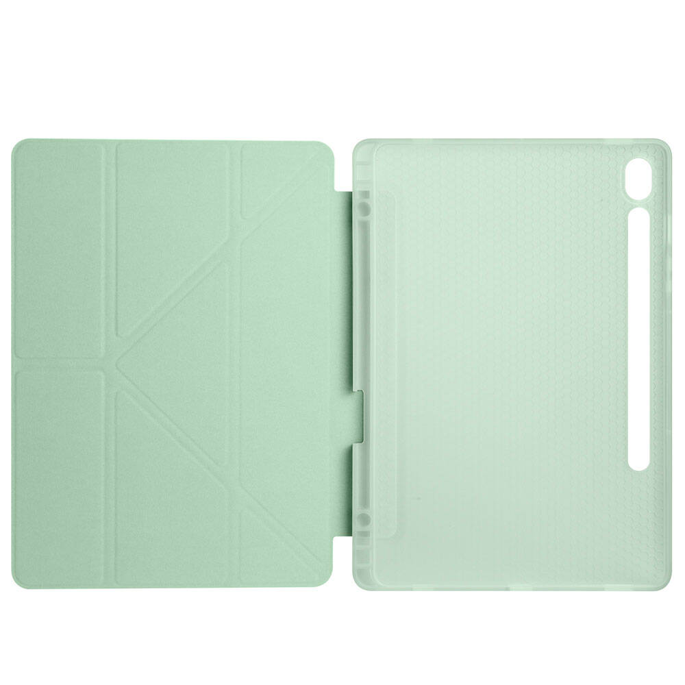 Galaxy Tab S10 FE Kılıf Zore Tri Folding Kalem Bölmeli Standlı Kılıf Lila