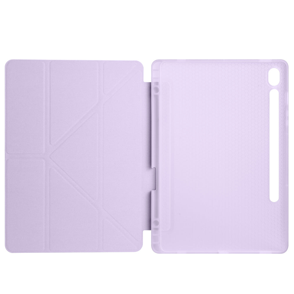 Galaxy Tab S10 FE Kılıf Zore Tri Folding Kalem Bölmeli Standlı Kılıf Lila