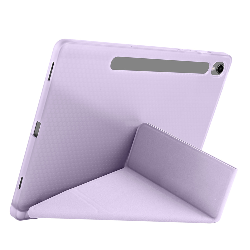Galaxy Tab S10 FE Kılıf Zore Tri Folding Kalem Bölmeli Standlı Kılıf Lila