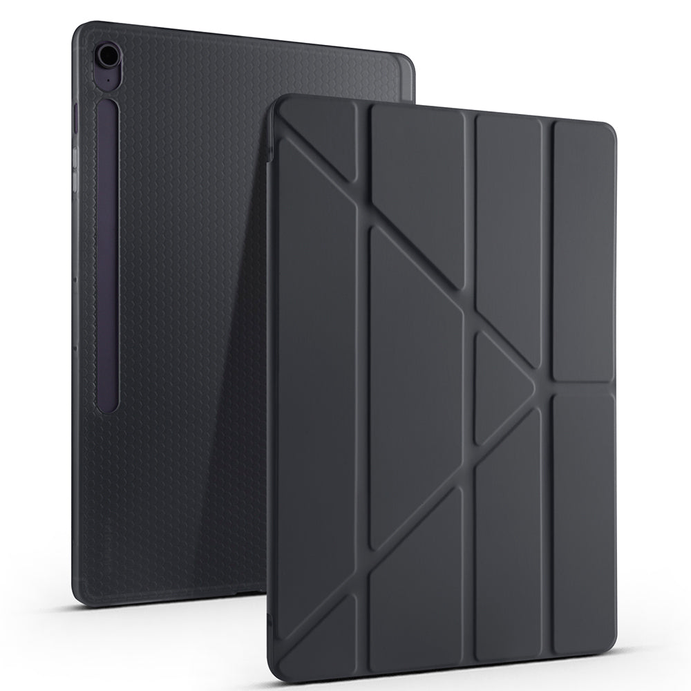 Galaxy Tab S10 FE Plus Kılıf Zore Tri Folding Kalem Bölmeli Standlı Kılıf Siyah