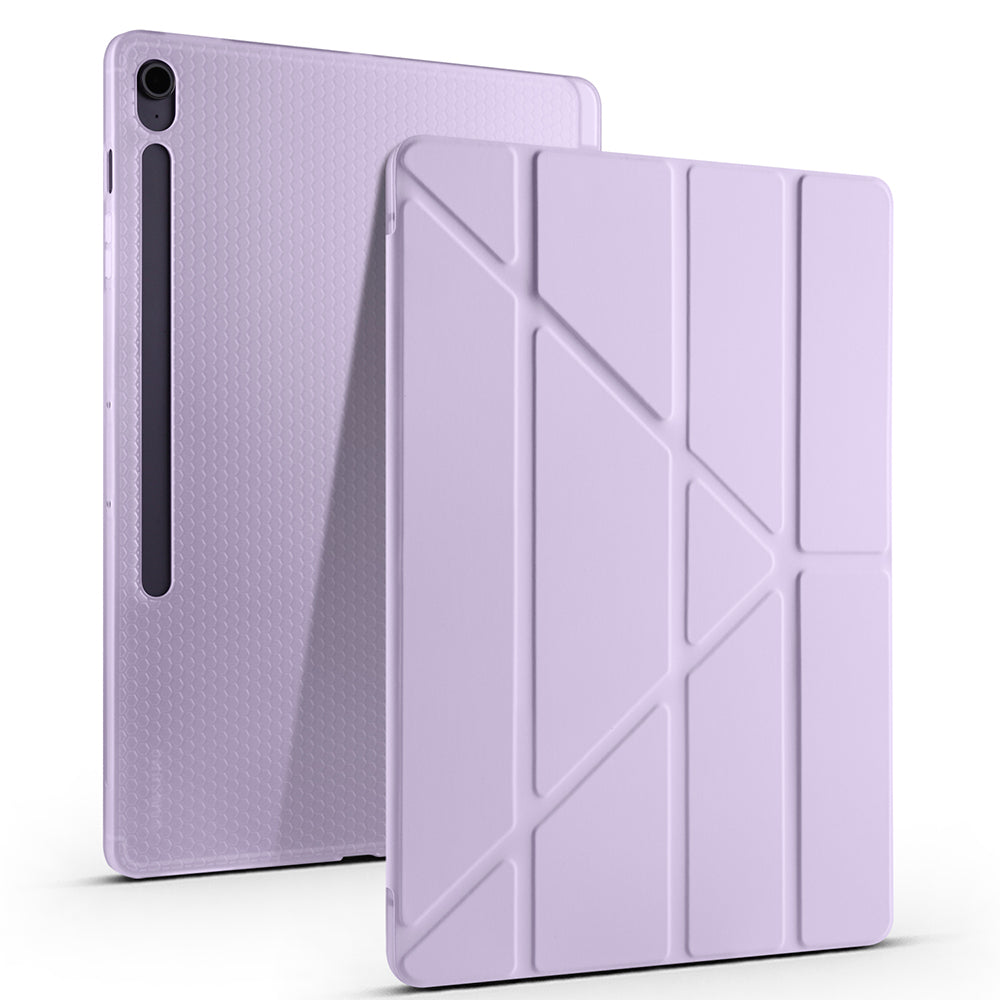 Galaxy Tab S10 FE Plus Kılıf Zore Tri Folding Kalem Bölmeli Standlı Kılıf Lila