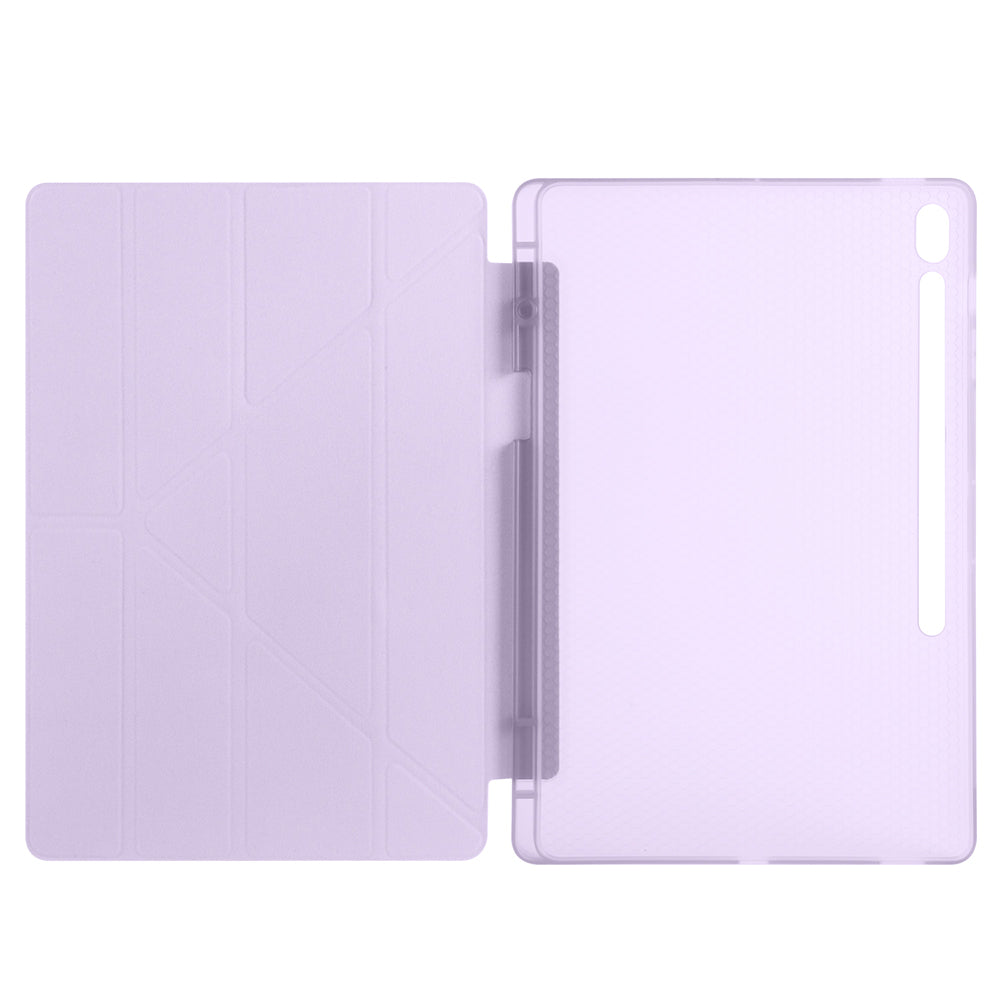 Galaxy Tab S10 FE Plus Kılıf Zore Tri Folding Kalem Bölmeli Standlı Kılıf Lila