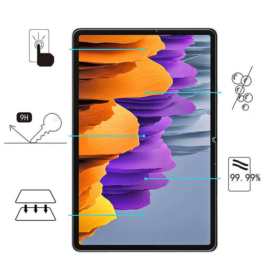 Galaxy Tab S7 Plus T970 Zore Tablet Temperli Cam Ekran Koruyucu Renksiz