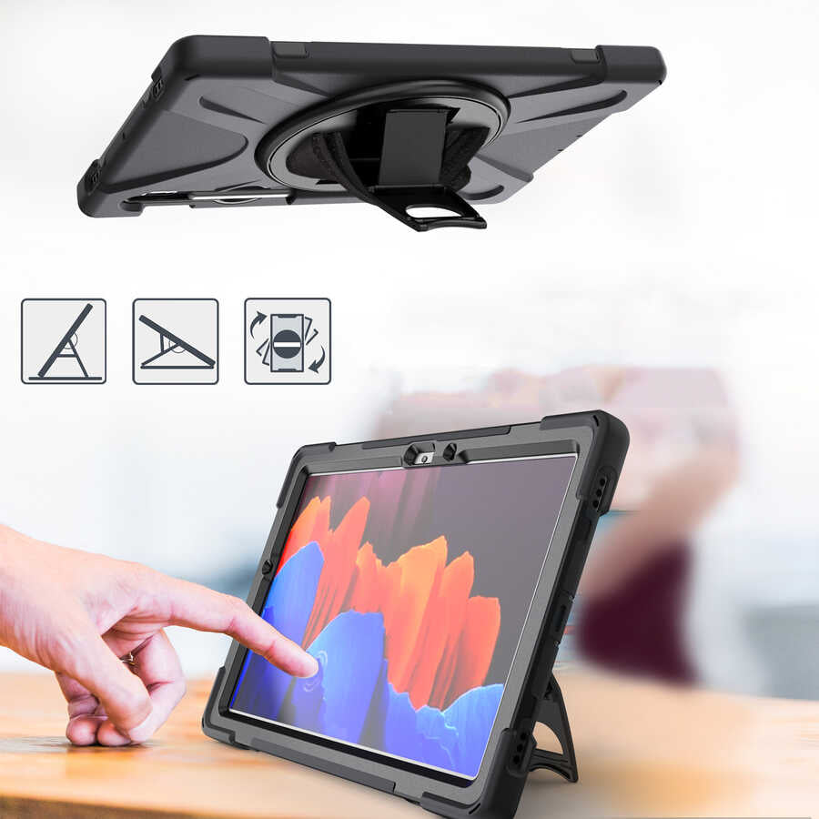 Galaxy Tab S7 T870 Kılıf Zore Defender Tablet Silikon Siyah