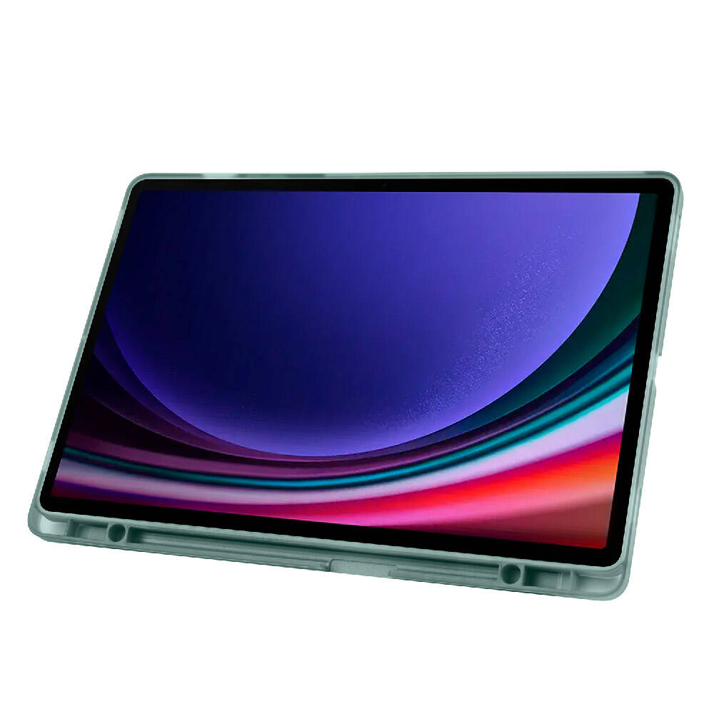 Galaxy Tab S9 FE Plus Kılıf Zore Tri Folding Kalem Bölmeli Standlı Kılıf Açık Yeşil