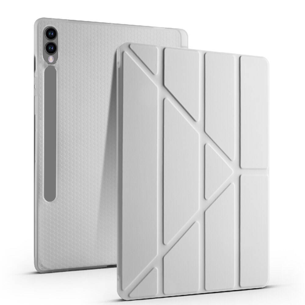 Galaxy Tab S9 FE Plus Kılıf Zore Tri Folding Kalem Bölmeli Standlı Kılıf Açık Yeşil